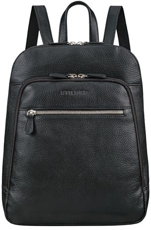 STILORD 'Giselle' Bolso Mochila Antirobo Mujer Cuero Daypack Hombre Mochila Portatil 13.3 Pulgadas Vintage Mochila de Negocios Trabajo Diario de Piel, Color:Negro