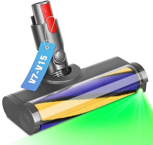 RUKHOOL Spazzola per Dyson V7 V8 V10 V11 V15 Ricambi Rullo Spazzola Morbido Accessori di Testina Elettrica Turbo Spazzole con Luce LED Aspirapolvere Bocchetta per Pulizia Pavimenti Duri