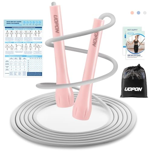Springseil Erwachsene Fitness, Professionelles 3M PVC Speed Jump Rope Mit Trainingsposter, Verstellbares ABS Rutschfester Griff Sport Springseil Für Männer, Frauen, Kinder und Mädchen