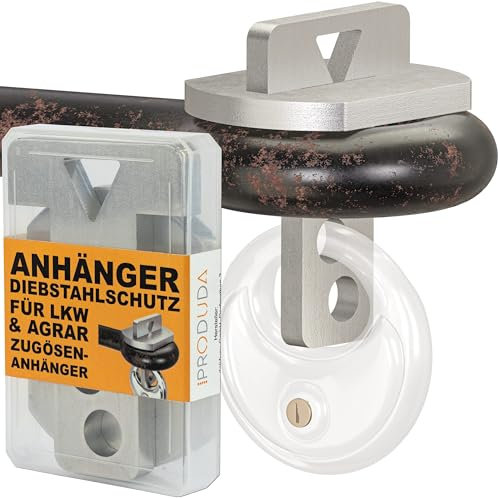 PRODUDA Zugösenschloss Landwirtschaft und LKW Anhänger reflektierend Diebstahlsicherung Diebstahlschutz Zugöse 40mm bis 50mm Edelstahl mit Staubox