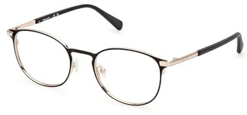 GANT Brille mit Sehstärke in mattem Schwarz für Herren optional mit Sonnenbrillentönung oder Blaulichtfilter, Rund, gefertigt aus Metall, Modell: GA50009 (inklusive Brillenetui)