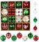 ilauke Bolas Navideñas de Plástico,40 Bolas de Navidad Rojo y Verde Reutilizables con 2 Piñones Blancos,3/6cm Bola de Navidad Pintada,Combinación de Colores Ideal para Decoraciones Adornos Navideñas