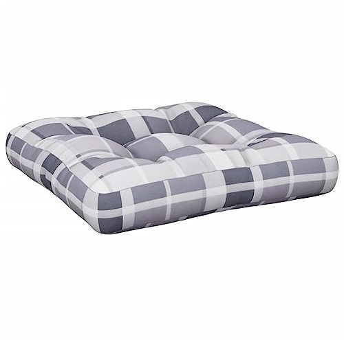 vidaXL Palettenkissen, Palettenpolster für Europaletten, Palettensofa Kissen Indoor Outdoor, Palettenauflage Sitzkissen, Grau Kariert Stoff