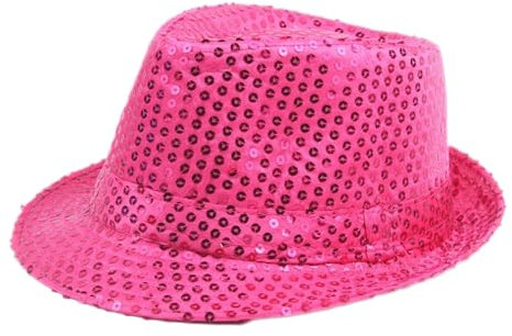 Anevous Pailletten Hut Herren, Glitzer Partyhüte Erwachsene Erwachsene Paillettenhut, Bühnenhut für Kostümzubehör Kostüm Karneval Mottoparty, Verkleidung,Rosenrot 60cm