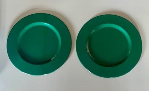 Generico 2 Sottopiatti metallo color verde bosco, diametro cm. 31 per apparecchiare tavole allegre ed eleganti, perfetti per le cene Natalizie, le feste di Capodanno