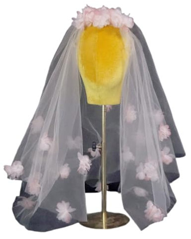 HBALDTEDC Brautschleier, Hochzeit Brautschleier, Schleier Braut Frauen Lagen Tüll Junggesellenabschied Hochzeitsschleier mit rosa Blume for Party Foto Kurzer Schleier