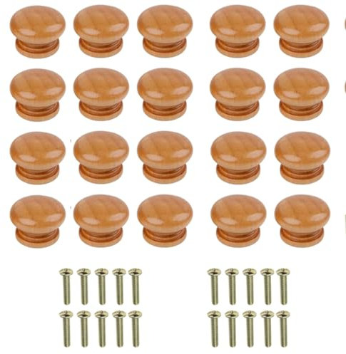 40pcs Wooden Drawer Knobs, Door Knobs for Cupboards, Wooden Knobs Wooden Drawer Knobs with Screws2.8 X 2.3cm / 1.12 X 0.92 Inches,Wooden Handles, Door Knobs with Screws for Chest of Drawers Furniture