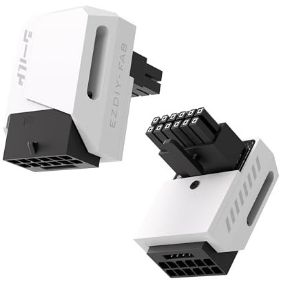 EZDIY-FAB Shield PCIe 5.1 GPU Stromadapter-12VHPWR/12V2x6 16Pin Rechtwinkliger Adapter für 12+4pin RTX 3090Ti 4070Ti 4080 4090 GPU,Rechter 90 Grad Winkel-RVS Typ,Weiß,1Pack