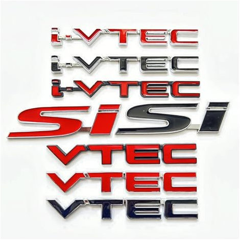 3D VTEC SI i-VTEC Logo Metall Emblem Abzeichen Aufkleber Auto Aufkleber kompatibel mit City cb400 vfr800 cb750 Civic Accord Odyssey Spirior CRV(Red)