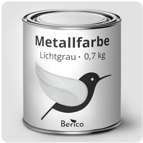 Berico Metallfarbe - Lichtgrau - 3,6 Kg - 4in1 Premium Metallschutzlack - Direkt auf Rost - Für Stahl, Zink, Aluminium, Kupfer und Eisen
