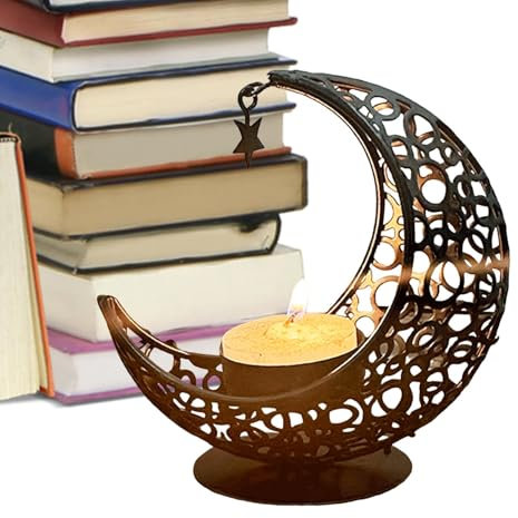 Moon Candle Halter, Iron Candlestick Stand, dekorativer Tisch-Kerzenhalter, Eccentric Luna Shaped Design, elegantes Ambiente, ideal für Wohnräume, Schlafzimmer