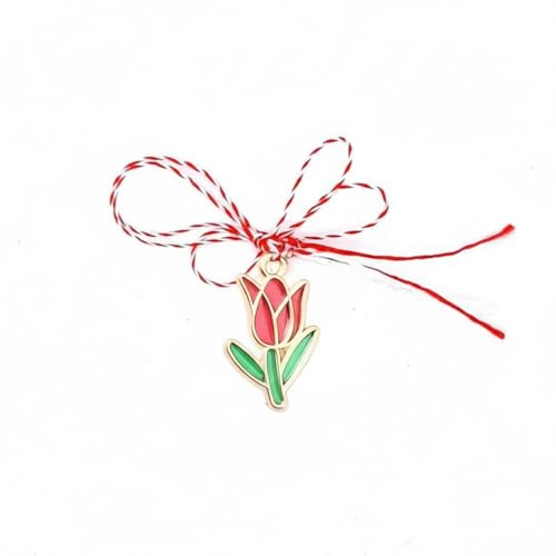 Tulpe Martisor Charm Anhänger mit roter Sicherheitsnadel