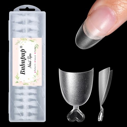 Bnbnpup Kurz Nagelspitzen Tips für Nägel - Full Cover Nail Tips, 240 Stück, 15 Größen - Perfekt für Gelnägel (Half Cover-Ovale Nagelform)