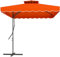 Outsunny 2.5m Cantilever Parasol with Easy Lever, Square Double Top Garden Parasol Umbrella with Ruffles and Cross Base, Overhanging Outdoor Sun Shades, Orange