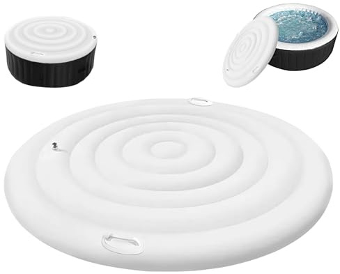 Aufblasbare Whirlpools-Abdeckung, Wärmeisolierte Whirlpools-Abdeckung, 145 cm Runde Whirl-Pool-Überdachung Mit Griffen, Winddicht Regendichtem Schneebedeckter Isolierter