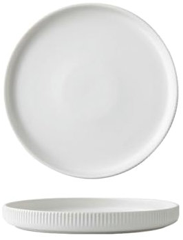 Relief 20,3 cm Keramik-Dessertteller, einfacher und personalisierter westlicher Speiseteller, Weiß