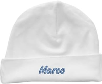 Generisch Baby MÜTZE Bestickt mit Namen personalisiert Junge Mädchen Neugeborene Babymütze Stickerei (Weiß)