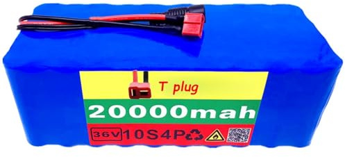 E-Bike Pedelec Akku 36V 20Ah Ebike Batterie Pack 10S4P Elektro Fahrrad Batterie Rechargeable Battery Eingebauter BMS Mit Ladegerät Für 100W-600W Motor T Plug,36V 20Ah