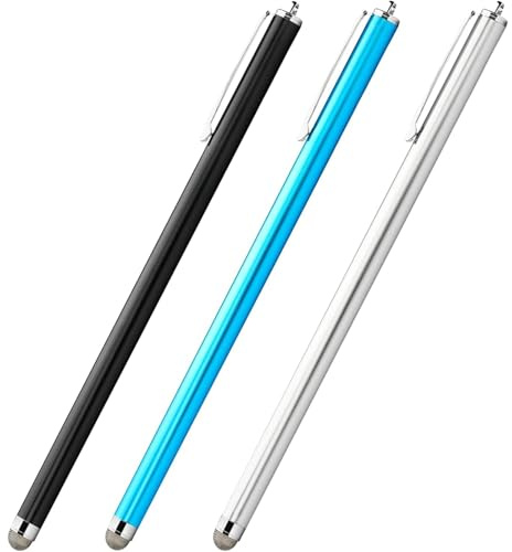3 Stück Handy Stifte für Smartphones, Stift für Handy, Stylus Pen Metallmaterial Austauschbarer 7 Mm Silberfaser Kopfbereich, Touch Pen für Tablets Smartphones Touchscreen Fähige Intelligente Geräte
