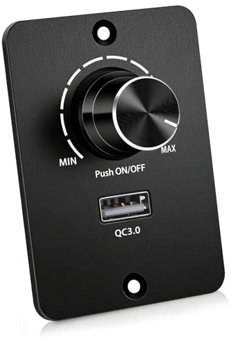 12V Dimmer LED mit USB Ladeanschluss, DC 12V Dimmer PWM LED Dimmschalter | 12V Dimmer für LED Lampen, Stufenloses Dimmen, Drehdimmer für Lampe Leuchtstreifen Wohnmobil Boot LKW Wohnwagen