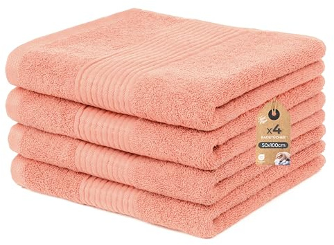 Cloud Pillow Handtücher Set 50x100 cm – 4er Pack Handtuch 100% Baumwolle – 500 g/m2 - Frottee Weich, Saugstark und Langlebig – Oeko-TEX – ideal für Hotel, Spa & Gäste - Rosa