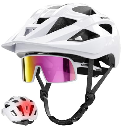 InnerKing Fahrradhelm- und Brillen-Set Herren Damen, Leichte Fahrradhelm mit Magnetische Schutzbrille Visier und USB-Aufladung LED Licht, MTB Helm Radhelm, Cityhelm Urban Fahrradhelm für Herren Damen
