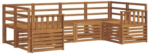 vidaXL Sofagarnituren 6 pcs Natur Massivholz Akazie, Garten und Terrasse, modernes Outdoor-Sofa, gemütliche Lounge, langlebige Sitzgruppe