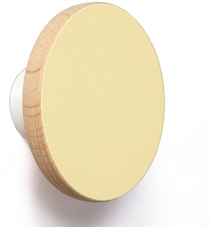 bomidé Garderobenhaken/Wandhaken Basic - rund 65 mm, aus Holz (Gelb Pastell)