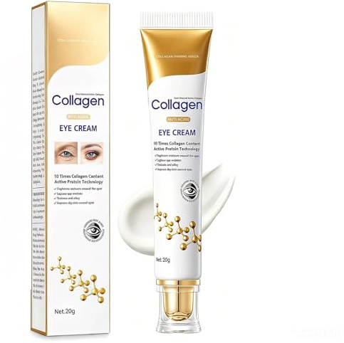 Crème Contour des Yeux au Collagène, Anti-Rides & Anti-Cernes, Soin Hydratant & Raffermissant pour Poches Sous les Yeux, Sérum Yeux Anti-Âge, Eye Cream, Soin Jeunesse
