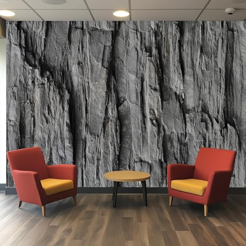 Generique Papier Peint Style Industriel Panoramique Murale, Intissé Papier Peint 3D Noir Effet Beton Salon Chambre Cuisine, Style Industriel Decoratif Mural 400 x 280 cm
