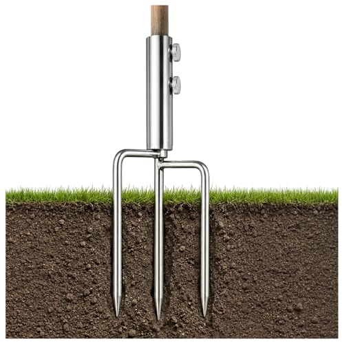 com-four® Supporto per Ombrellone in Acciaio Inox, Picchetto da Terra | Base per Giardino - Spiaggia e Campeggio