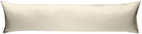 Bettwaesche-mit-Stil Mako-Satin Seitenschläferkissen Bezug aus 100% Baumwolle (Baumwollsatin) Uni/einfarbig (40 cm x 145 cm, Natur Beige)