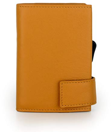 SecWal Kartenetui mit Münzfach Druckknopf (Gelb)