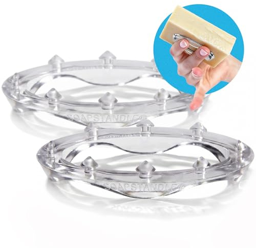SoapStandle Bar Soap Gripper No Goo or Mess Soap Holder for Bath and Showers - Made from Post-Consumer Plastic, Handy, 2-Pack, Clear