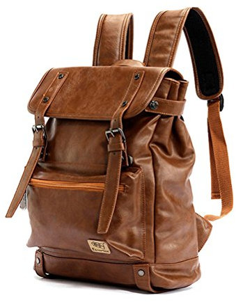 YFbear Sac à dos en cuir Vintage Vintage Sac à dos pour ordinateur portable Sacs à dos loisir Sac à dos scolaire pour homme (Marron)
