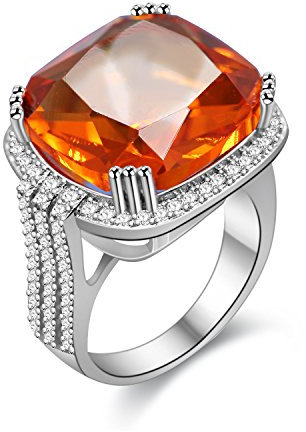 Uloveido Damenmode Gelbe Quadratische Zirkonia Ring für Mädchen, Erstellt Topaz Ringe für Frauen, 18 Karat Weißgold Überzogene Ring für Männer RA219