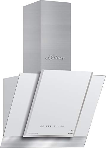 Kaiser 6438 Weiß ECO Luxus Dunstabzugshaube 60 cm kopffrei/Edelstahl Wandhaube 60cm/910m³/h/Kaminhaube mit Weiß Glas/kopffreihaube/TouchControl / /Abzugshaube/Randabsaugung/Ablufthaube/Umlufthaube
