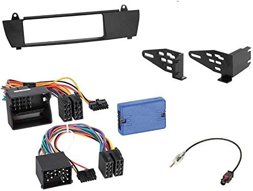 1 DIN Radio Einbauset mit Lenkradfernbedienung für BMW X3 E83 01/2004-08/2010 schwarz ohne BMW Navi