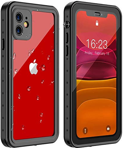 Huakay AMILIFECASES for iPhone 11 Waterproof Case, Full Body 360° Protective Shockproof Dirtproof Sandproof IP68 Phone Case for iPhone 11 (6.1inch)(Black/Clear)