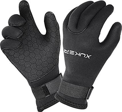 XUKER Wasserhandschuhe, 3 mm & 5 mm Neopren, fünf Finger, warme Neoprenanzug, Winterhandschuhe zum Tauchen, Schnorcheln, Paddeln, Surfen, Kajakfahren, Kanufahren, Speerfischen, Skifahren (5