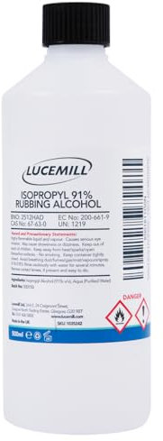 Lucemill 91% Rubbing alcohol | 500ml | Super Strength IPA Surface Sanitiser | 91% Isopropyl Alcohol | Clear Liquid