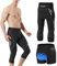 MEETWEE Herren 3/4 Radhose Fahrradhose, Kompression Radlerhose Leggings Radsport Hose für Männer Elastische Atmungsaktive 3D Schwamm Sitzpolster (Schwarz, M)