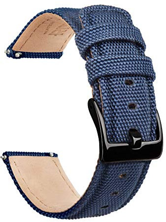 Ritche Sailcloth Uhrenarmband Schnellverschluss Uhrenarmband Kompatibel mit Samsung/Fossil/Citizen/Garmin Vivoactive/Huawei Watch Bands für Männer Frauen 20mm Navy Blue / Black