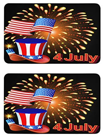 Mnsruu Happy Independence Day American Flag Firework Refrigerator Magnets 2 Piece Decorative Fridge Whiteboard Kitchen Office Magnets