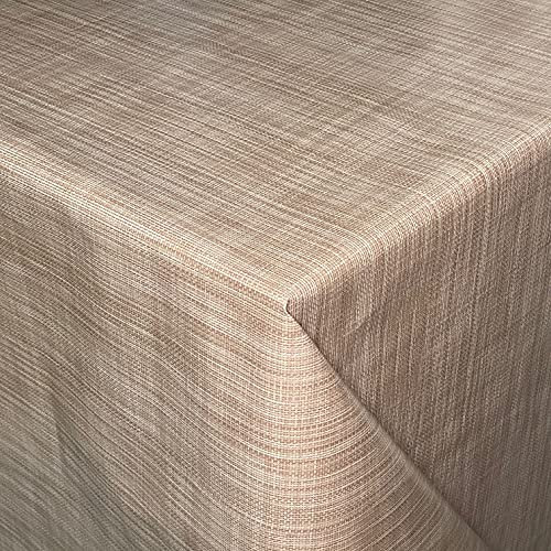 KEVKUS Wachstuch Tischdecke B1778-01 Leinenoptik Hellbraun-beige in eckig rund oval (Rand: Schnittkante (ohne Einfassung), 110 x 260 cm eckig Biertisch XXL)