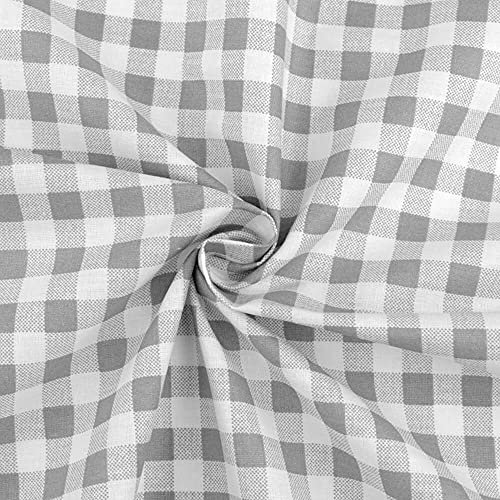 100% Baumwollstoff mit Karomuster in Meterware | 140 cm Breite | für Bekleidung, Deko, Kissen- oder Bettbezüge | Landhausstil (Grau)