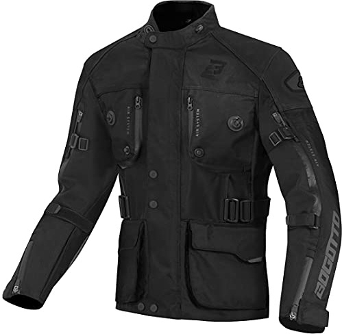 Bogotto Explorer-Z wasserdichte Motorrad Leder- / Textiljacke, schwarz, L