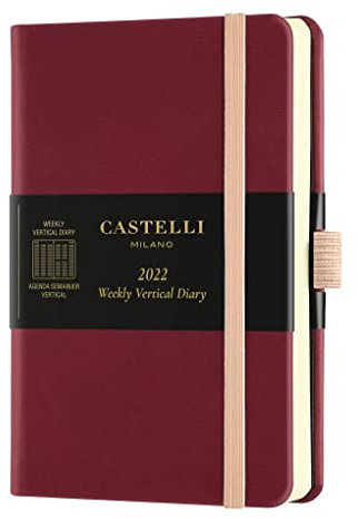 Agenda 2022 semainier vertical poche Aquarela black cherry