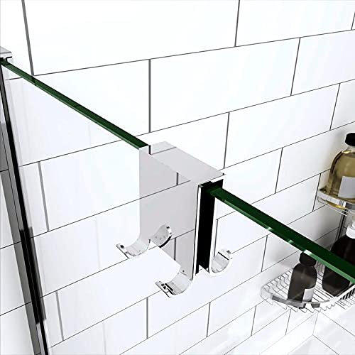 47x18x51mm AICA gancho/colgador mural de ducha doble Vieste，soporte toallas pared,acero inoxidable para MAMPARA o PARED DE 8-10 MM，Plata