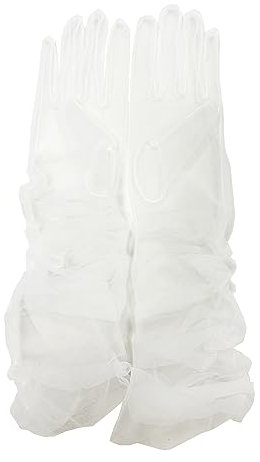 ZUYPSK Braut Vollfinger Lange Handschuhe Hochzeit Arm Stulpen Brautstulpen aus Transparent Tüll Ball Accessoires elegante Party Cocktail (Weiß, Einheitsgröße)